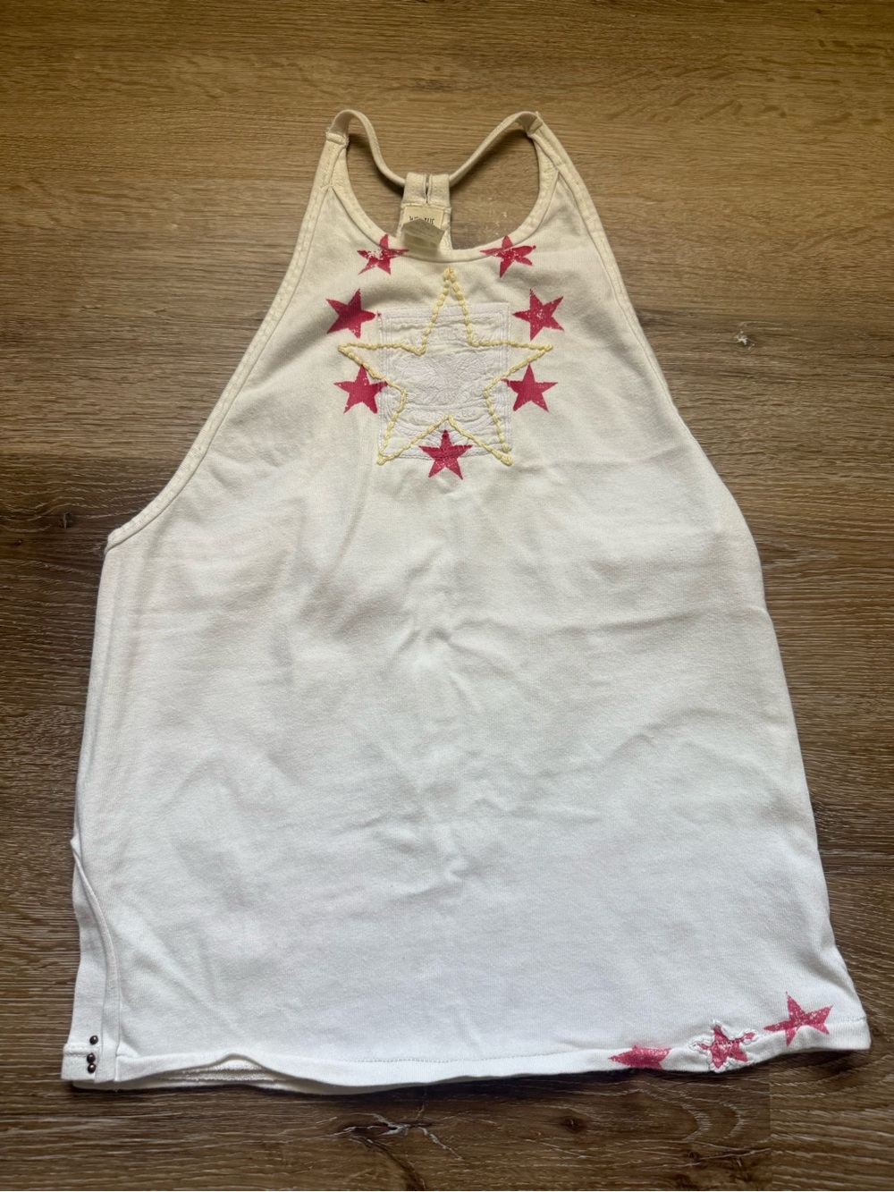 NWOT We The Free Cream Tank with Yellow Star Embroidery